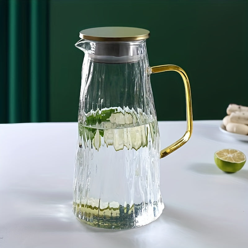 1pc Glass Pitcher With Lid, Heat Resistant Heavy Duty Water Pitcher