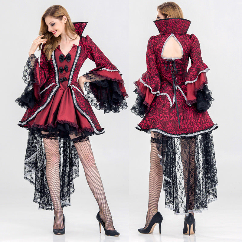 Vampire Queen Halloween Long Dress Zombie Cosplay Suit