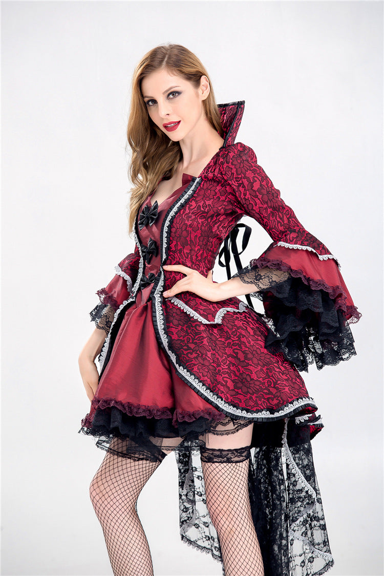 Vampire Queen Halloween Long Dress Zombie Cosplay Suit