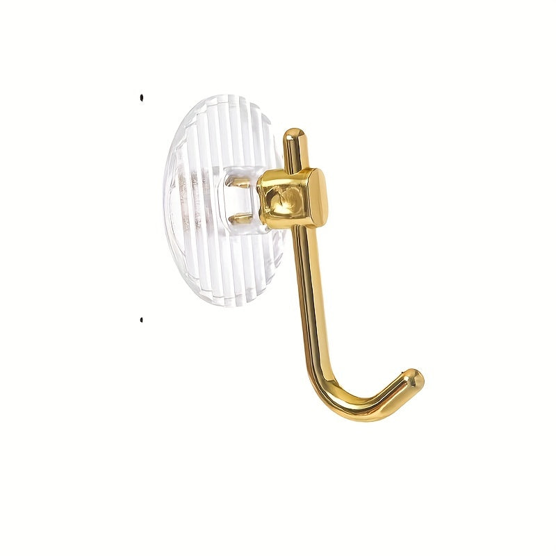 1pc Light Luxury Acrylic Wall Hook, Transparent Base With Golden Hook