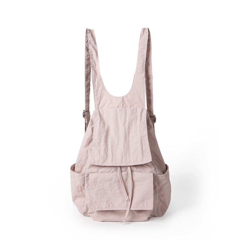 LISA Nylon Pleated Multiple Pockets Lazy Style Backpack