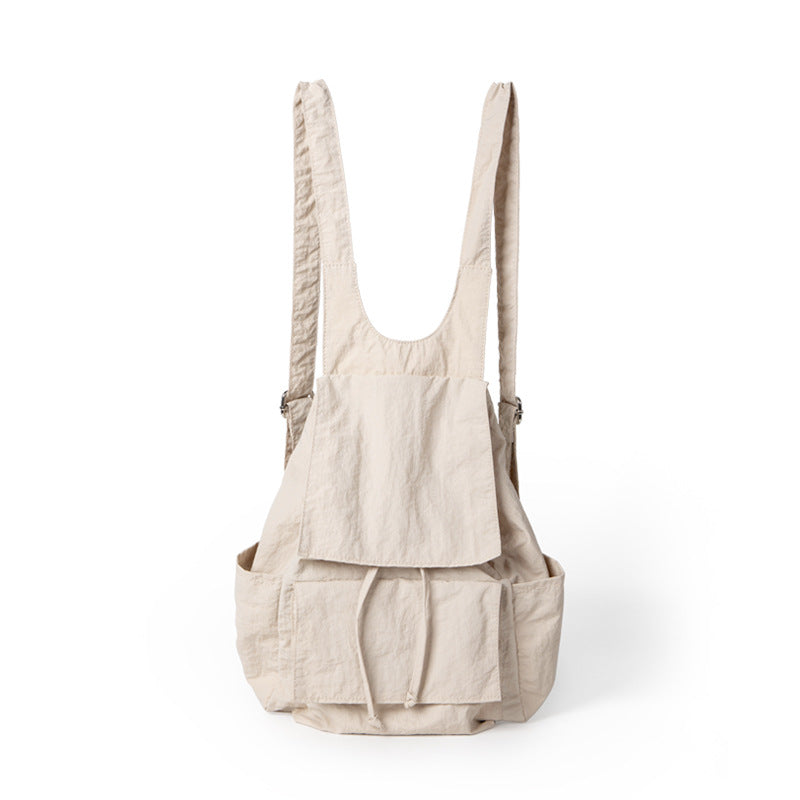 LISA Nylon Pleated Multiple Pockets Lazy Style Backpack