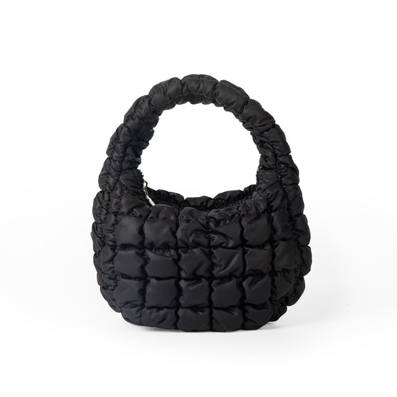 LISA Pleated Nylon Mini Cute Checker Handbag