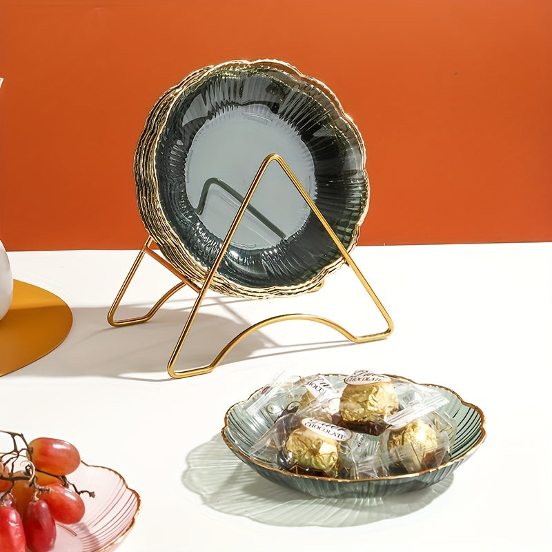 Transparent PET Plastic Bone-Dish With Golden Trim Plate